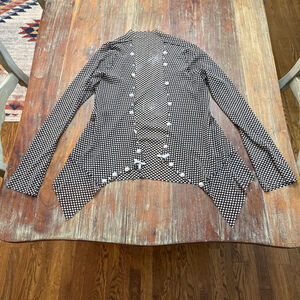 Handmade Y2K Whimsygoth Black and White Micro Polka Dot Asymmetrical Cardigan XS